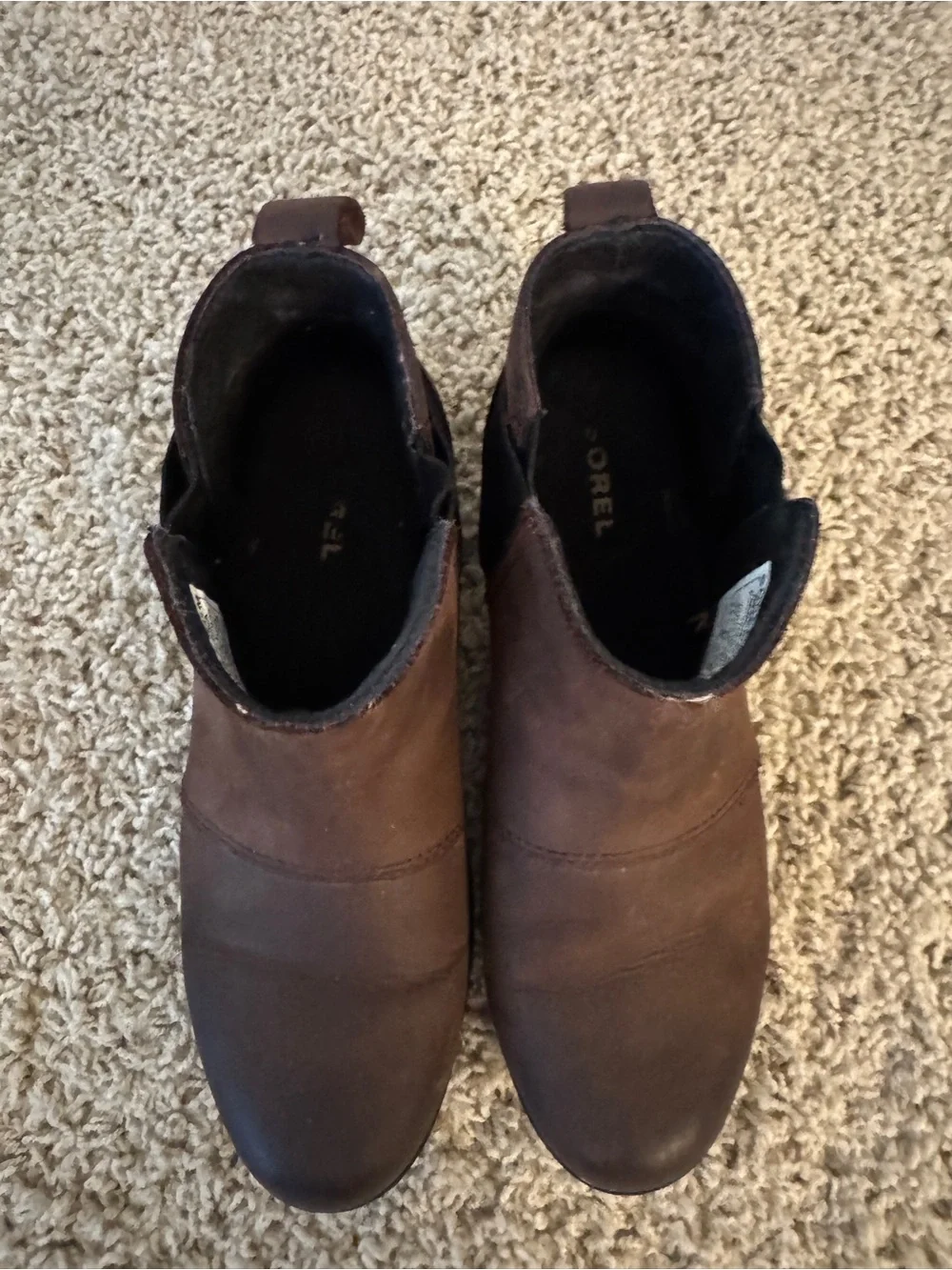 Sorel Brown Leather Chelsea Ankle Boots